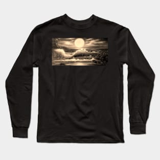 Full moon surfing shorebreak Hawaii Long Sleeve T-Shirt